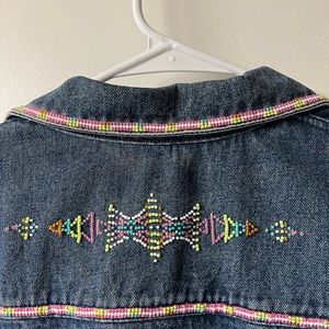 Beaded Pendleton denim jacket